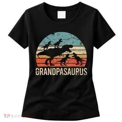 Grandpa Dinosaur Dad Gift Funny Grandpasaurus 4 Four Women's T-Shirt