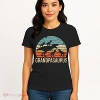 Grandpa Dinosaur Dad Gift Funny Grandpasaurus 4 Four Women's T-Shirt thumb 4