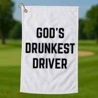 God's Drunkest Driver Funny Tee Golf Towel thumb 1