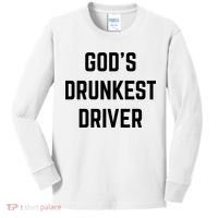 God's Drunkest Driver Funny Tee Kids Long Sleeve Shirt thumb 0