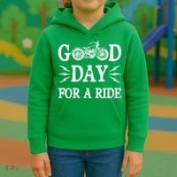 Good Day For A Ride Motorcycle Kids Hoodie thumb 3