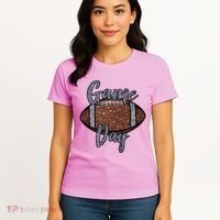 Game Day Festive Cute Football Women's T-Shirt thumb 4