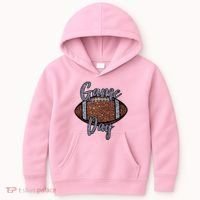Game Day Festive Cute Football Kids Hoodie thumb 0