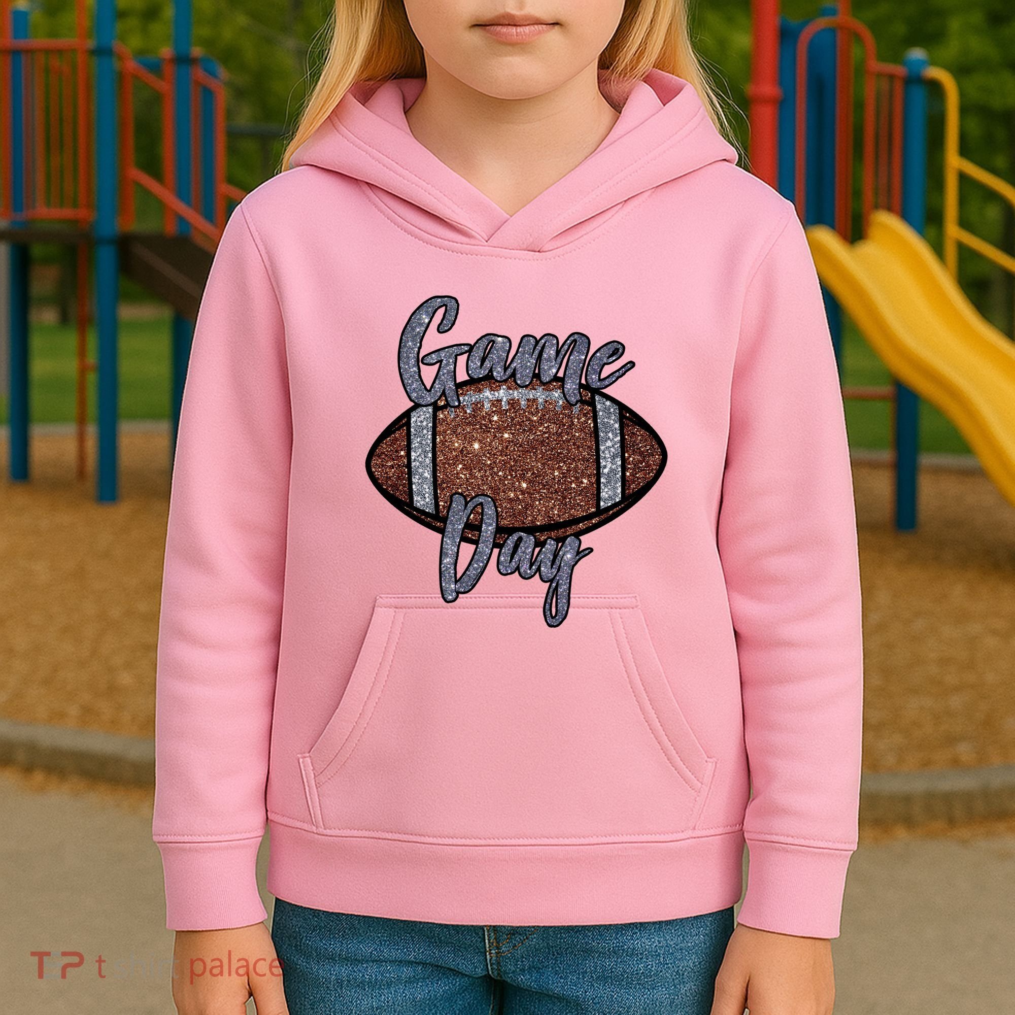 Game Day Festive Cute Football Kids Hoodie