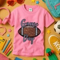 Game Day Festive Cute Football Kids T-Shirt thumb 3