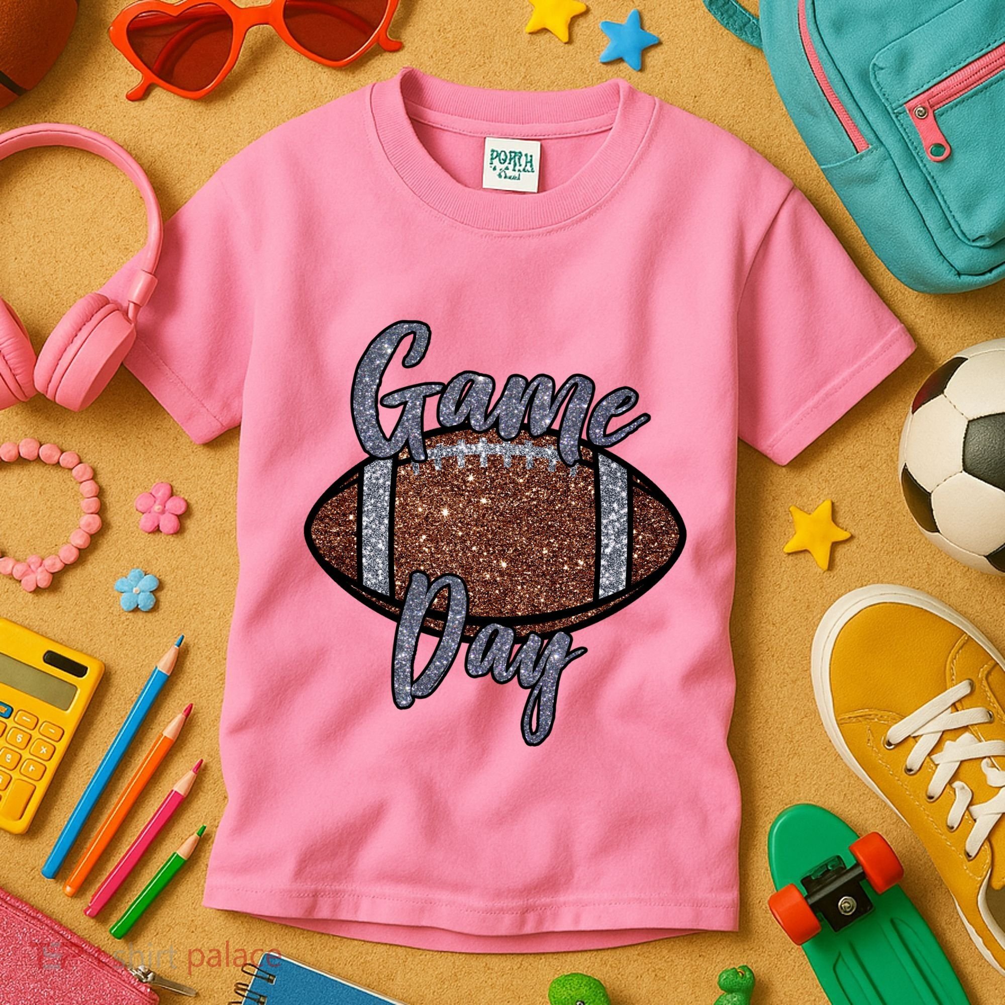 Game Day Festive Cute Football Kids T-Shirt
