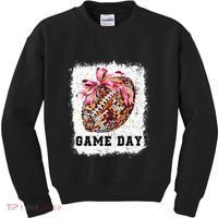 Game Day Football Season Football Bow Kids Sweatshirt thumb 0