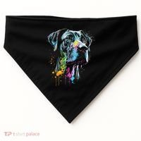 Great Dane Face Splash Art Portrait For Dog Owners USA-Made Doggie Bandana thumb 0