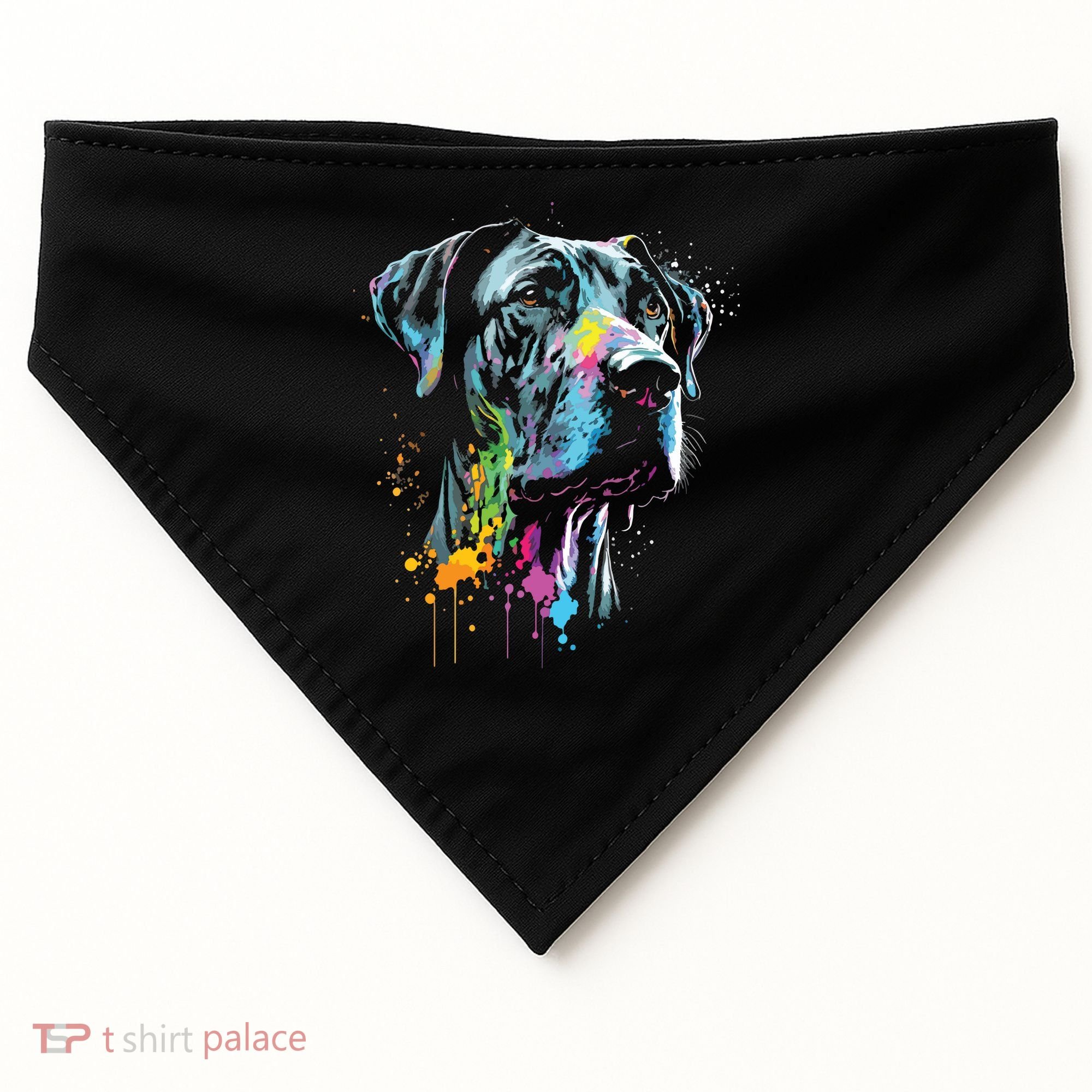 Great Dane Face Splash Art Portrait For Dog Owners USA-Made Doggie Bandana