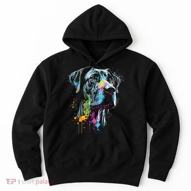Great Dane Face Splash Art Portrait For Dog Owners Hoodie