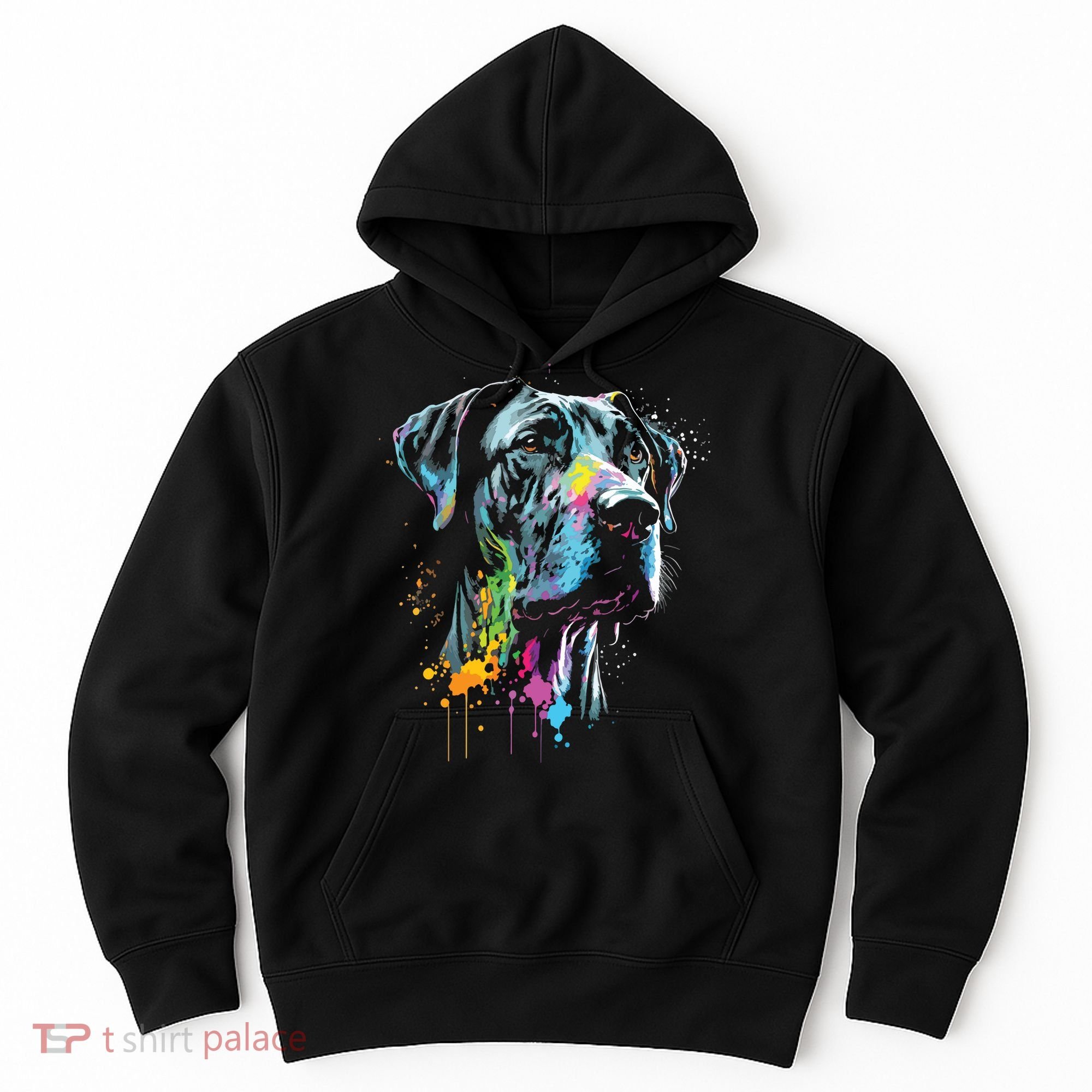 Great Dane Face Splash Art Portrait For Dog Owners Hoodie