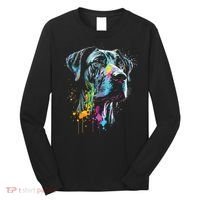 Great Dane Face Splash Art Portrait For Dog Owners Long Sleeve Shirt thumb 0