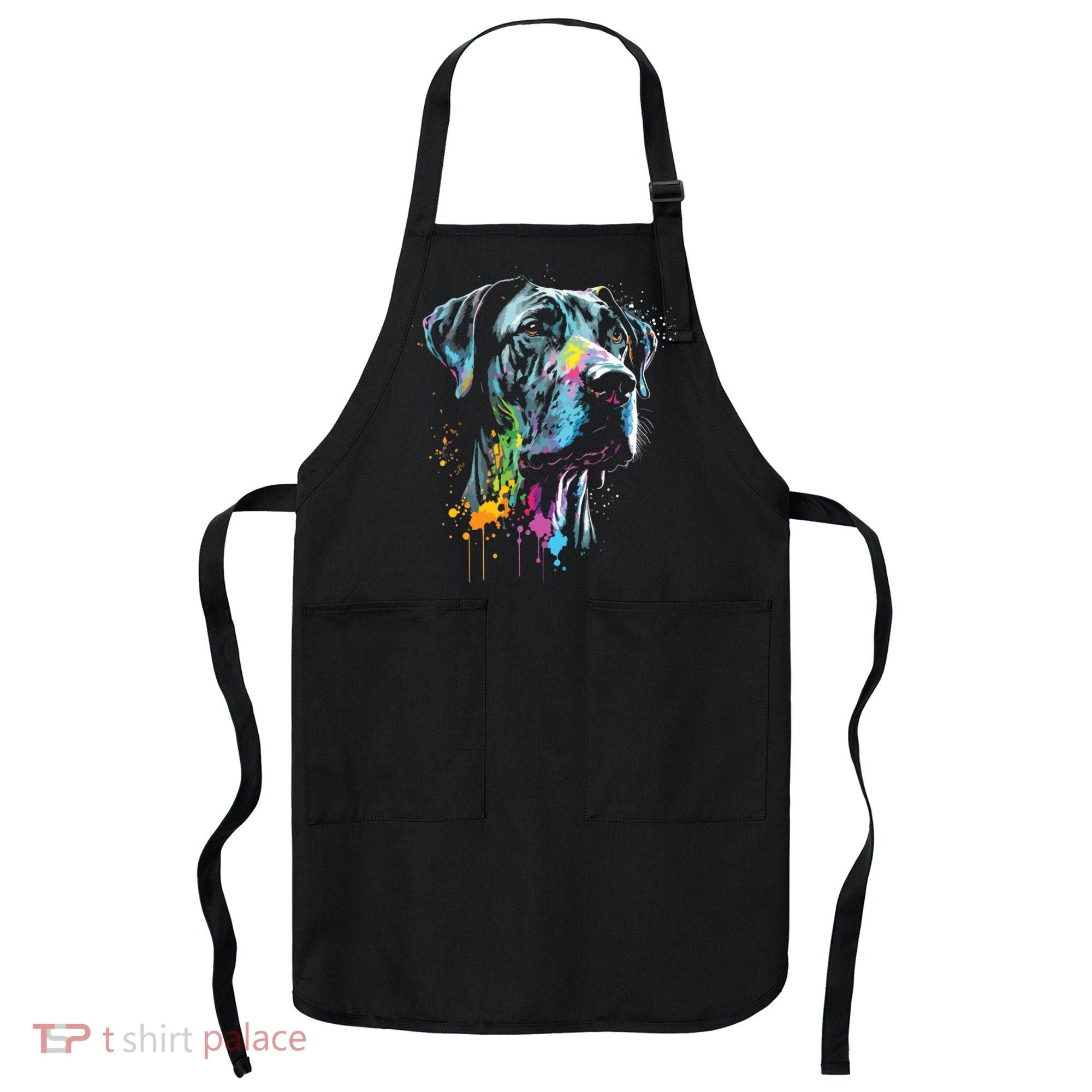 Great Dane Face Splash Art Portrait For Dog Owners Apron