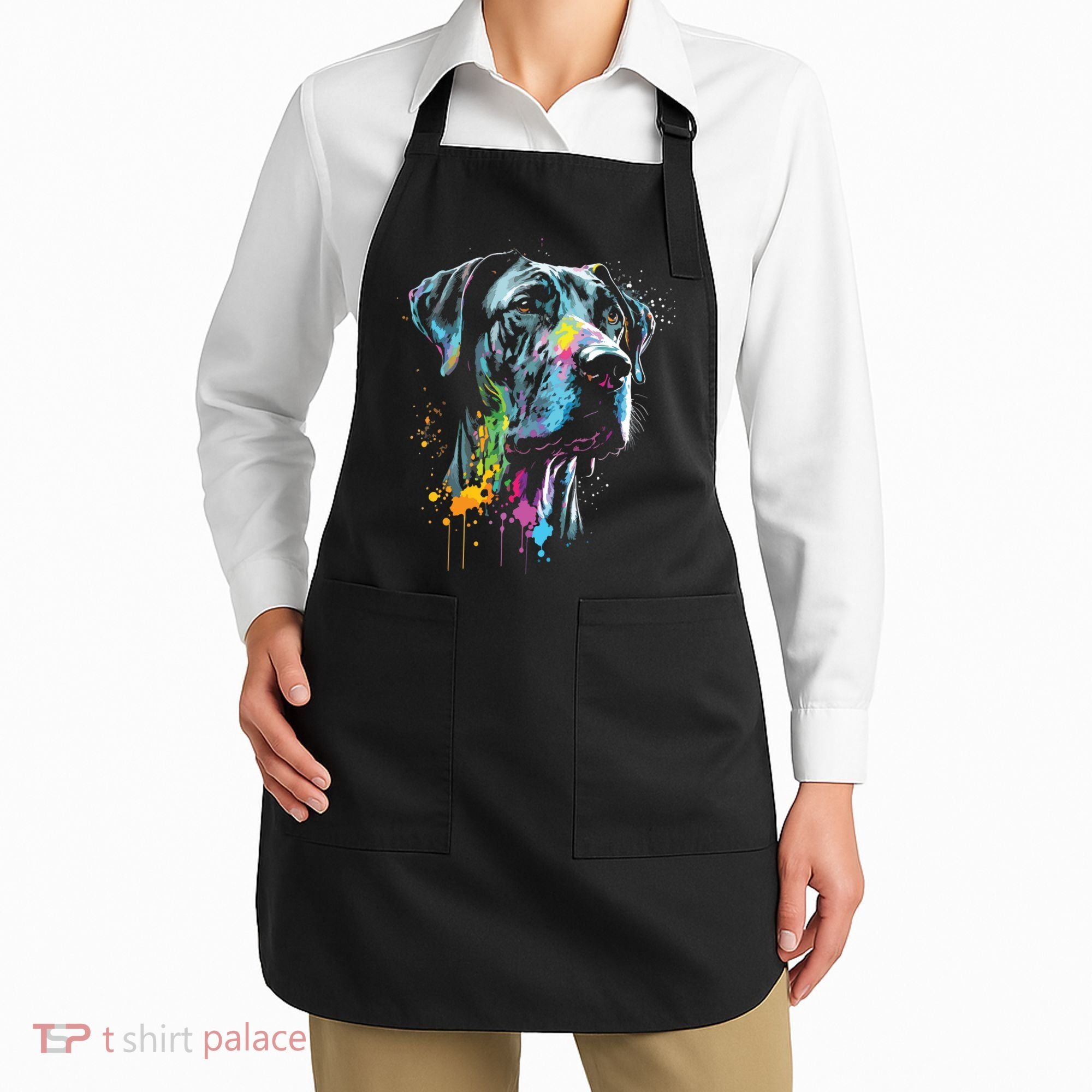 Great Dane Face Splash Art Portrait For Dog Owners Apron
