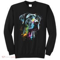 Great Dane Face Splash Art Portrait For Dog Owners Sweatshirt thumb 0