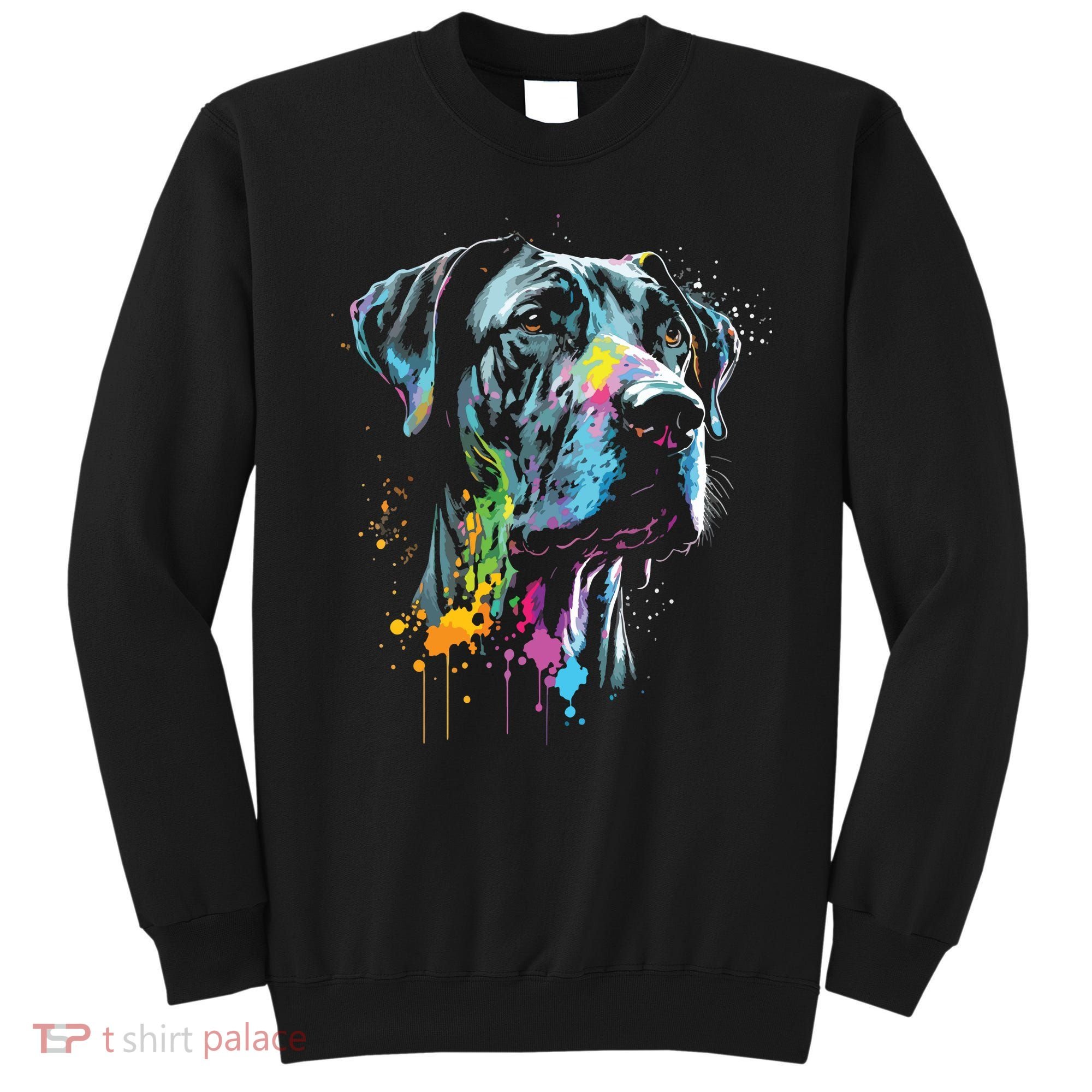 Great Dane Face Splash Art Portrait For Dog Owners Sweatshirt