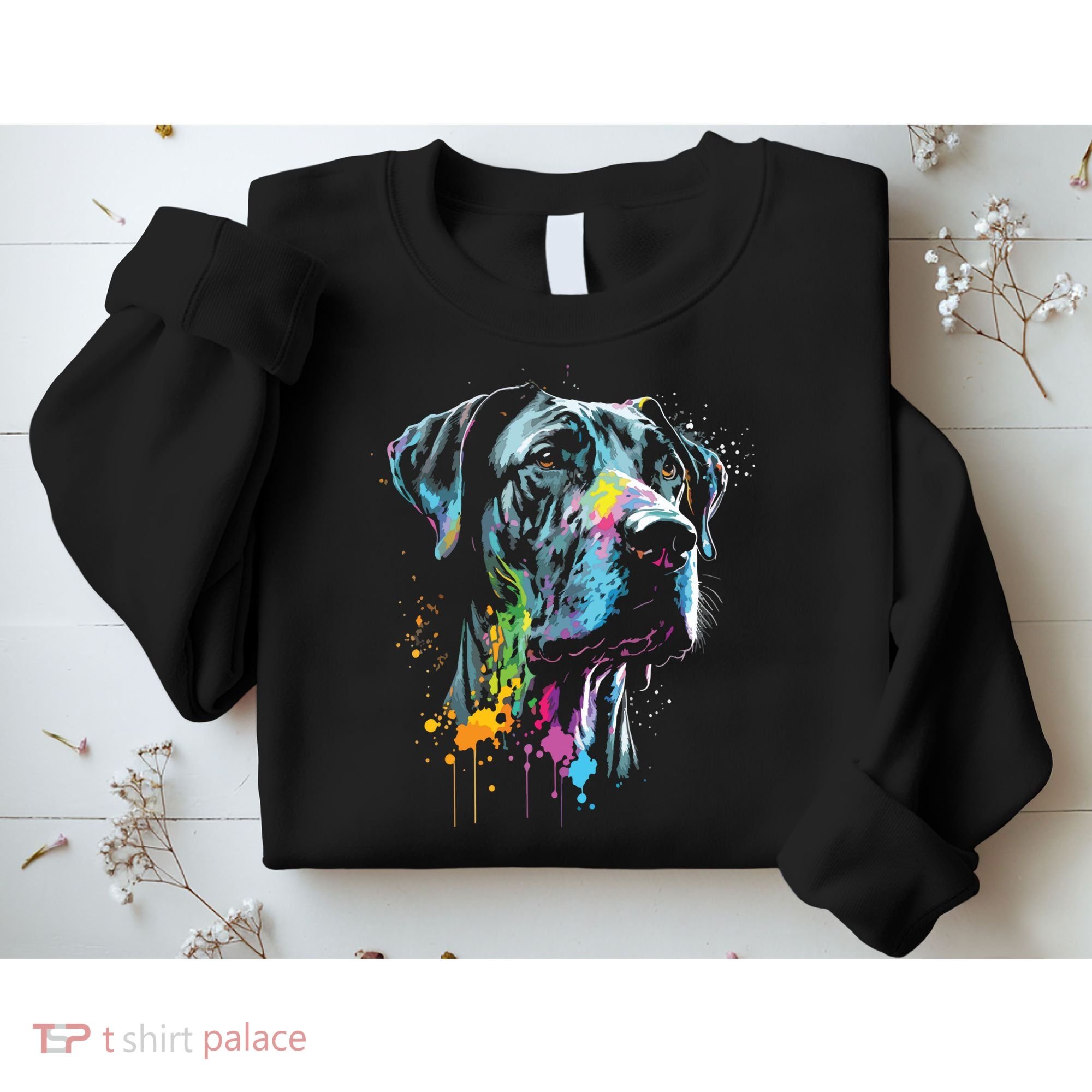 Great Dane Face Splash Art Portrait For Dog Owners Sweatshirt