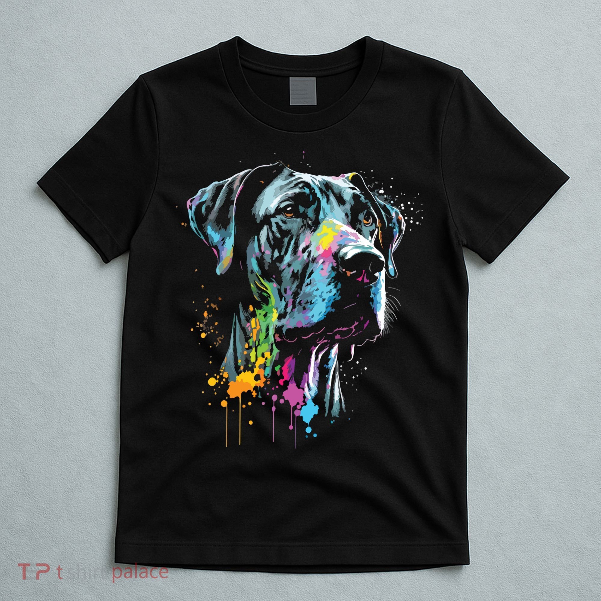 Great Dane Face Splash Art Portrait For Dog Owners T-Shirt