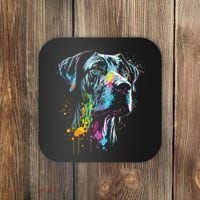 Great Dane Face Splash Art Portrait For Dog Owners Coaster thumb 0
