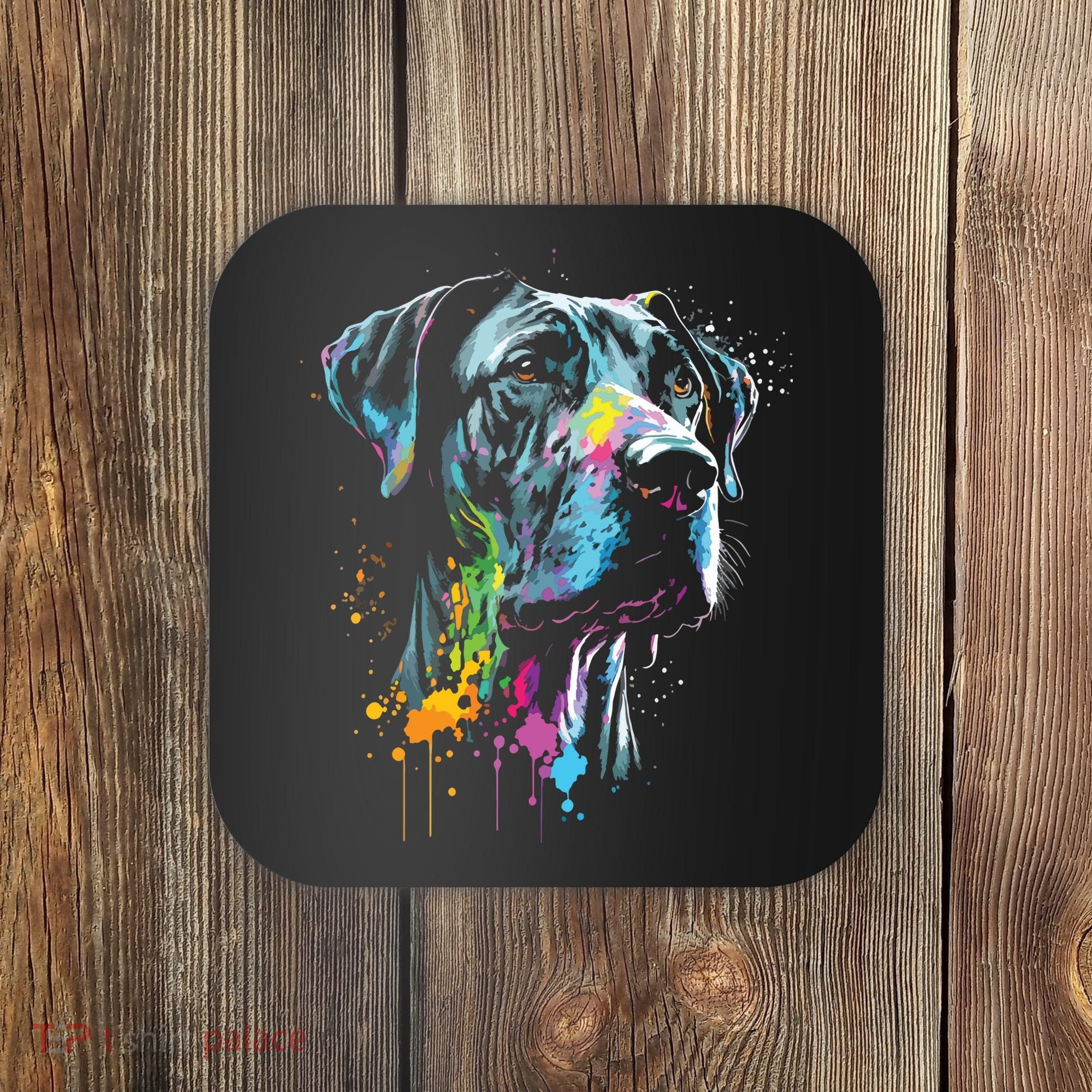 Great Dane Face Splash Art Portrait For Dog Owners Coaster
