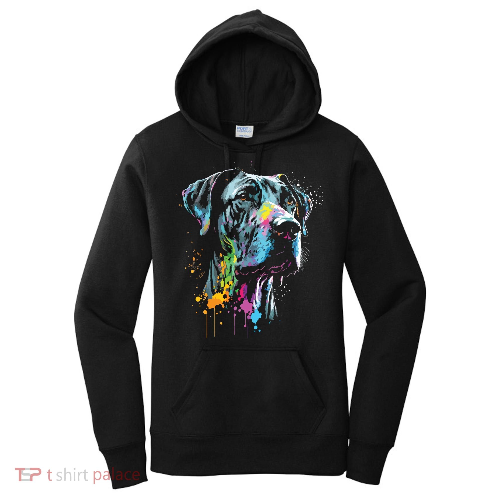 Great Dane Face Splash Art Portrait For Dog Owners Women's Hoodie