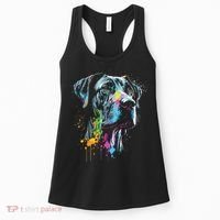 Great Dane Face Splash Art Portrait For Dog Owners Women's Tank Top thumb 0