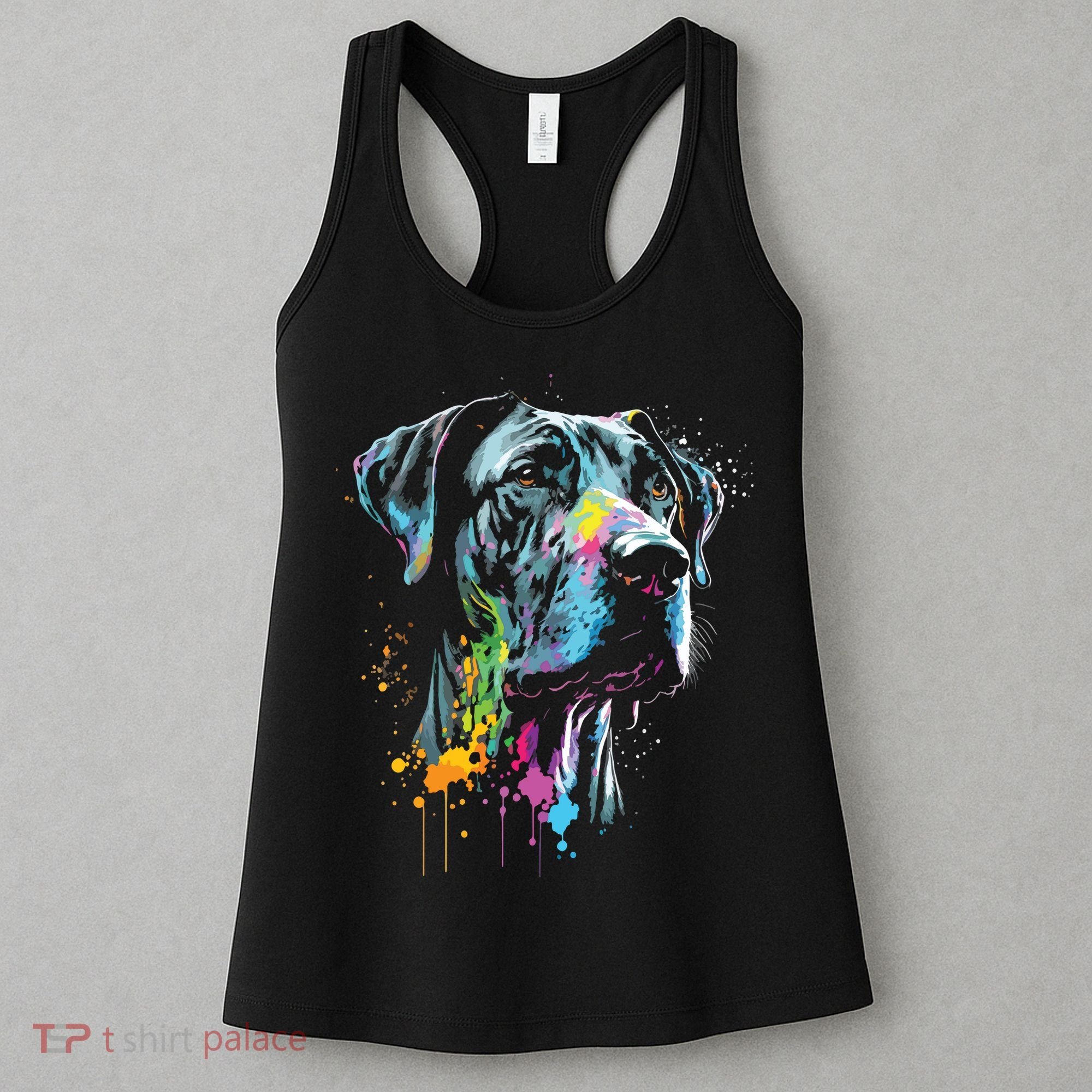 Great Dane Face Splash Art Portrait For Dog Owners Women's Tank Top