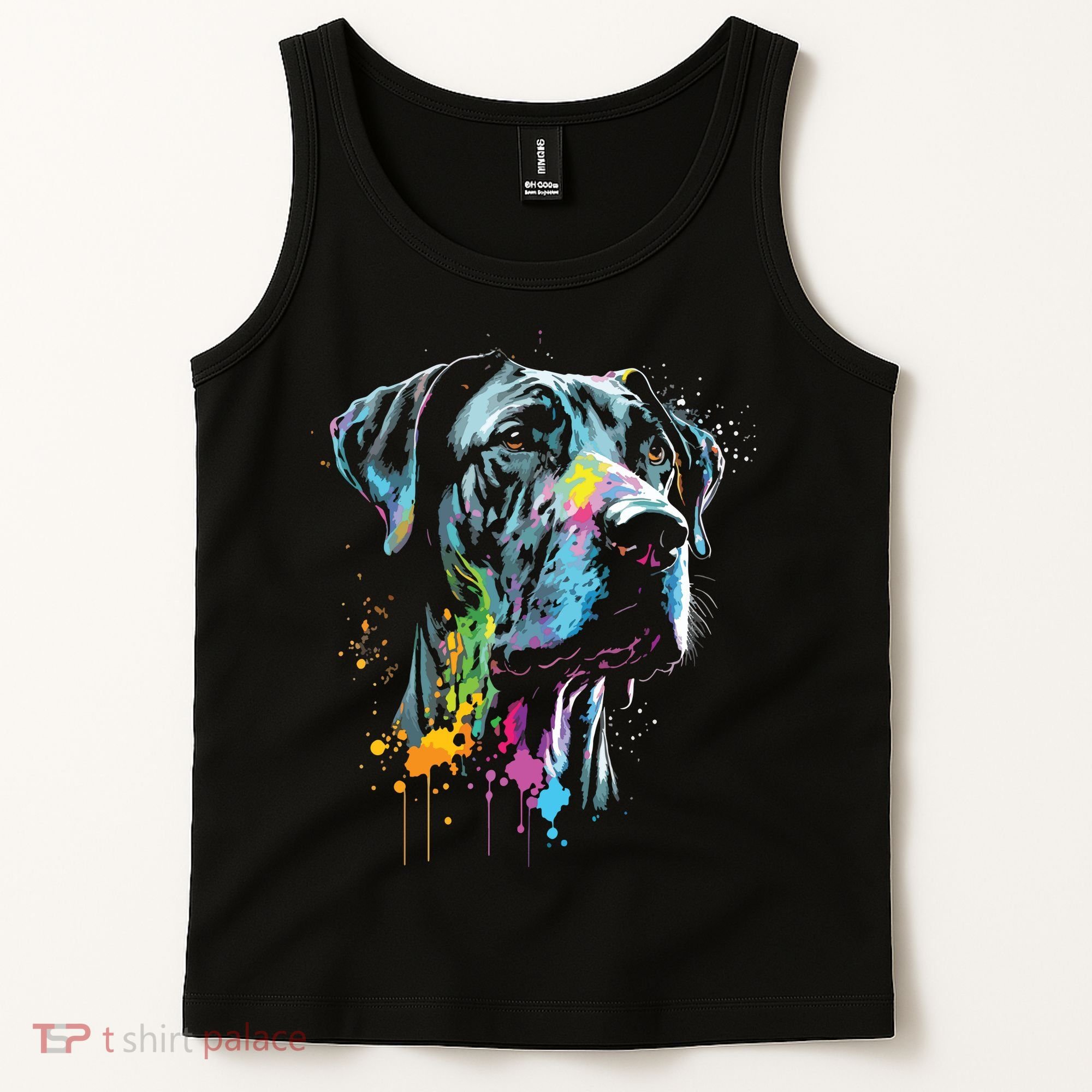 Great Dane Face Splash Art Portrait For Dog Owners Tank Top