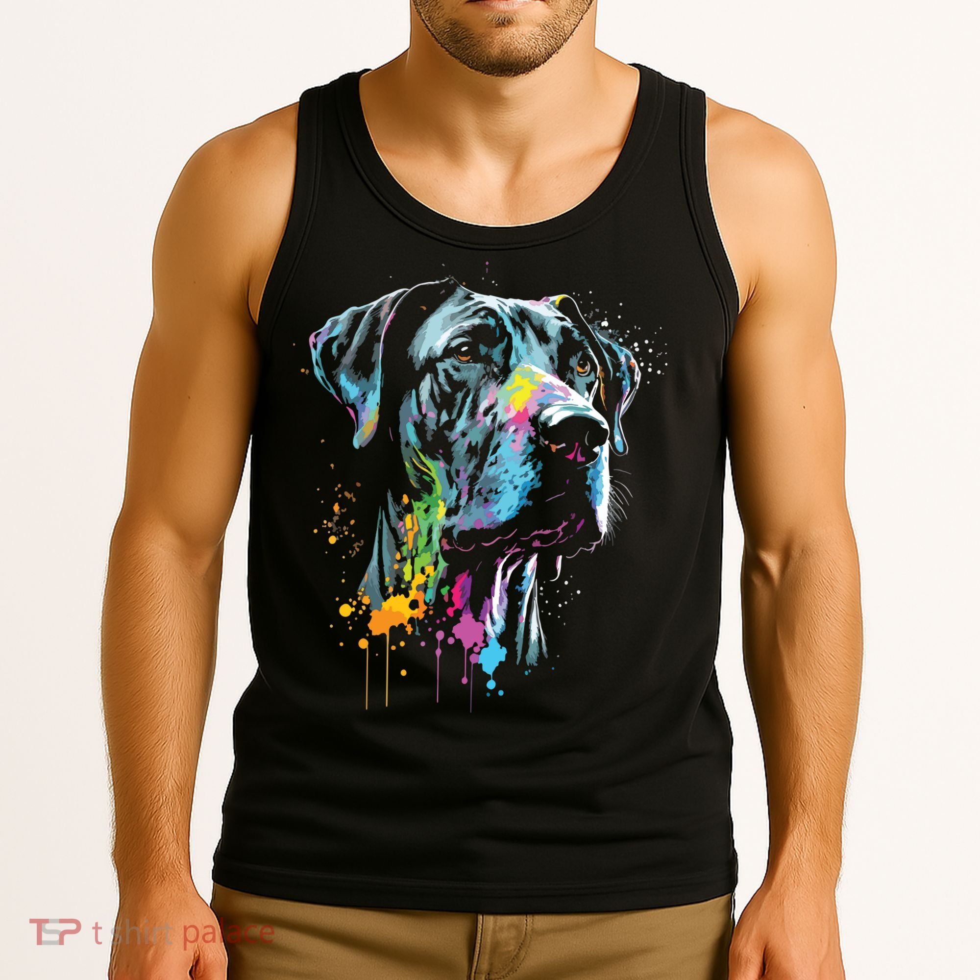 Great Dane Face Splash Art Portrait For Dog Owners Tank Top