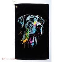 Great Dane Face Splash Art Portrait For Dog Owners Golf Towel thumb 0