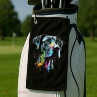 Great Dane Face Splash Art Portrait For Dog Owners Golf Towel thumb 2