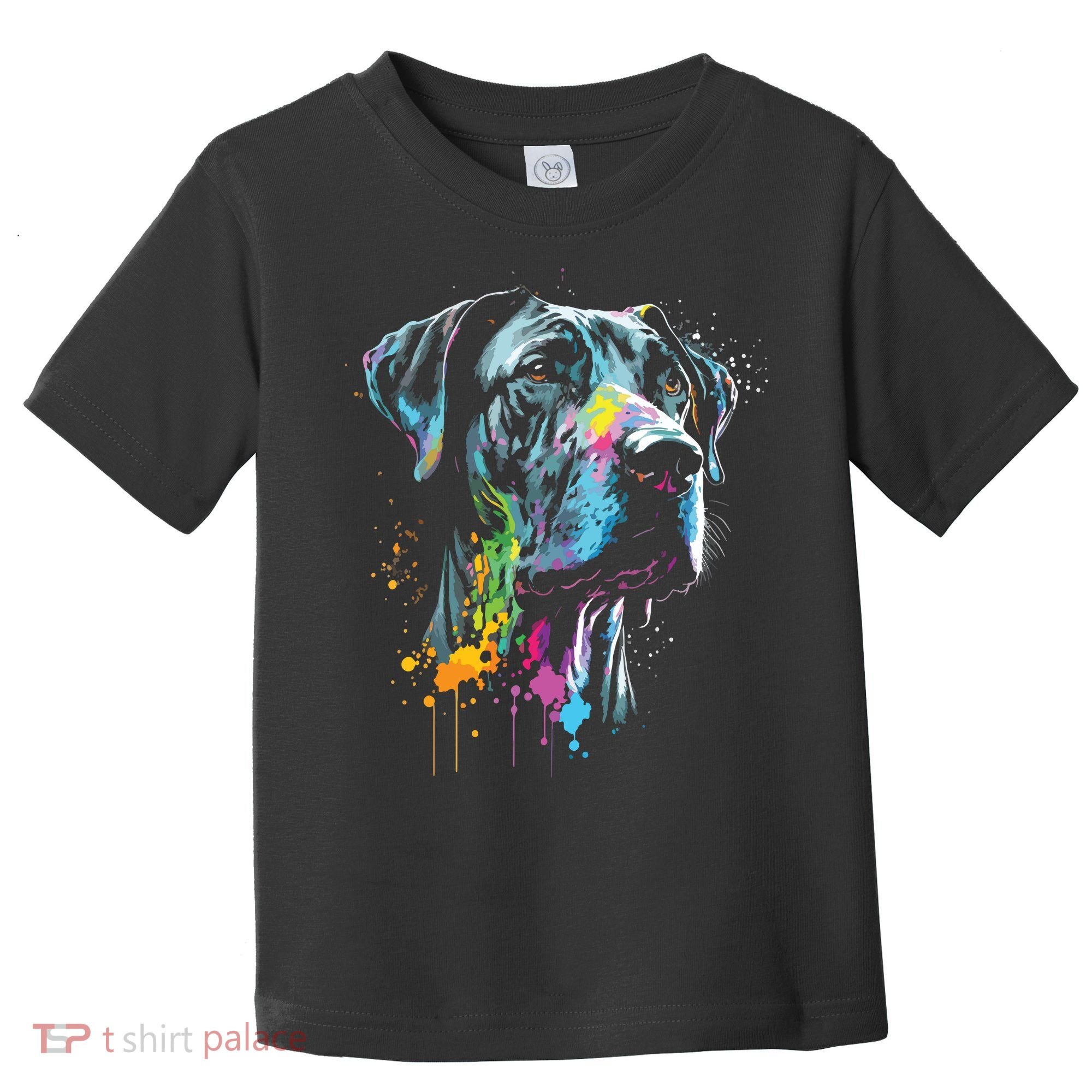 Great Dane Face Splash Art Portrait For Dog Owners Toddler T-Shirt