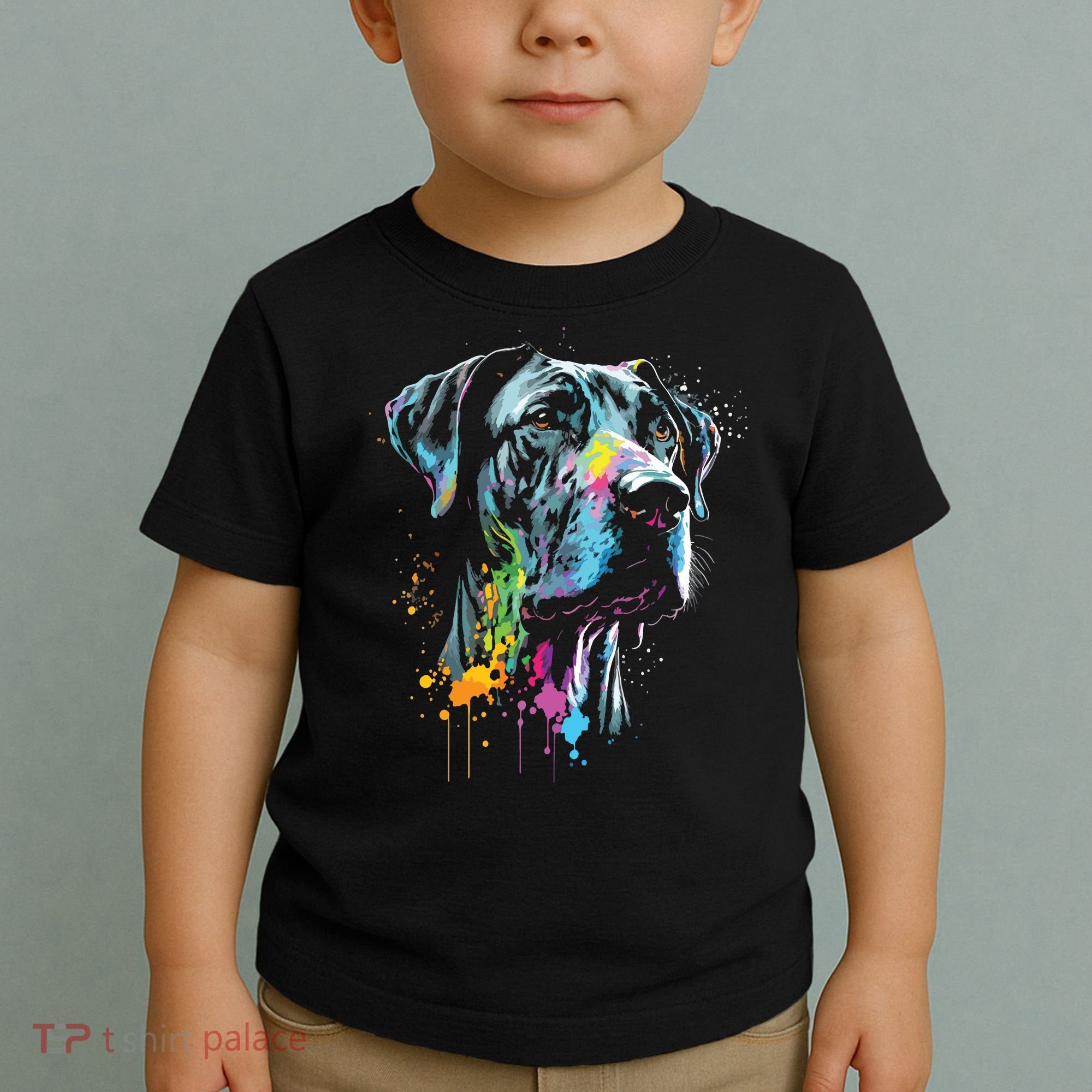 Great Dane Face Splash Art Portrait For Dog Owners Toddler T-Shirt