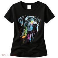 Great Dane Face Splash Art Portrait For Dog Owners Women's T-Shirt thumb 0