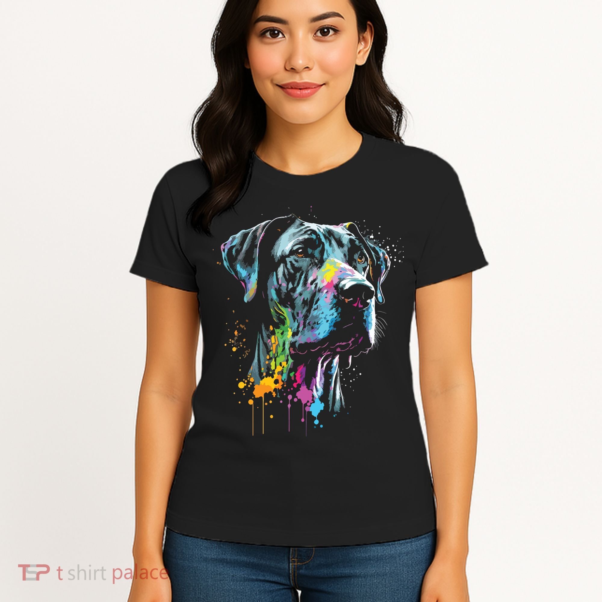 Great Dane Face Splash Art Portrait For Dog Owners Women's T-Shirt
