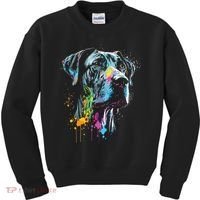 Great Dane Face Splash Art Portrait For Dog Owners Kids Sweatshirt thumb 0