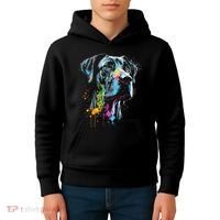 Great Dane Face Splash Art Portrait For Dog Owners Kids Hoodie thumb 4