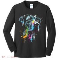 Great Dane Face Splash Art Portrait For Dog Owners Kids Long Sleeve Shirt thumb 0