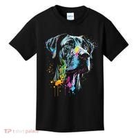 Great Dane Face Splash Art Portrait For Dog Owners Kids T-Shirt thumb 0