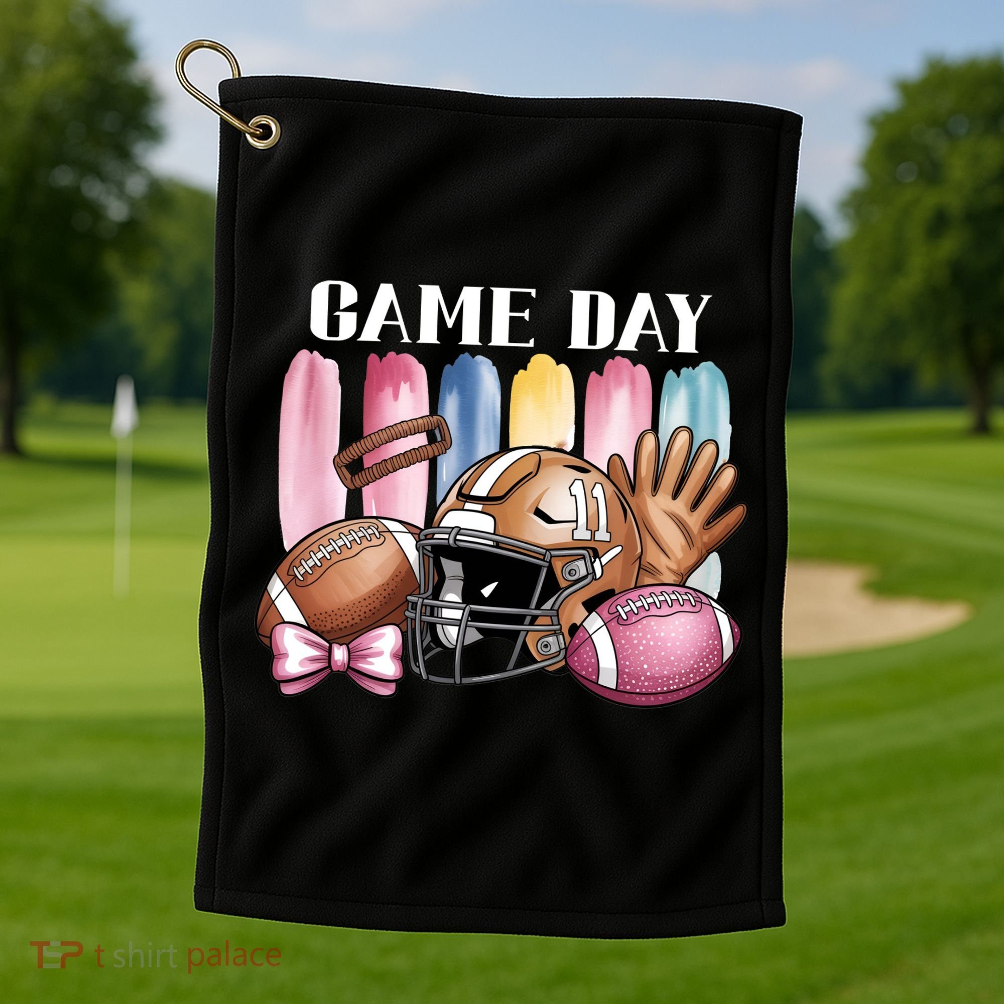 Game Day Football Fan Coquette Cute Golf Towel
