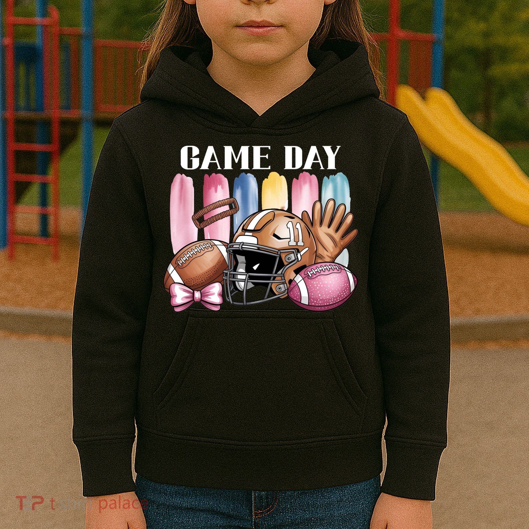 Game Day Football Fan Coquette Cute Kids Hoodie