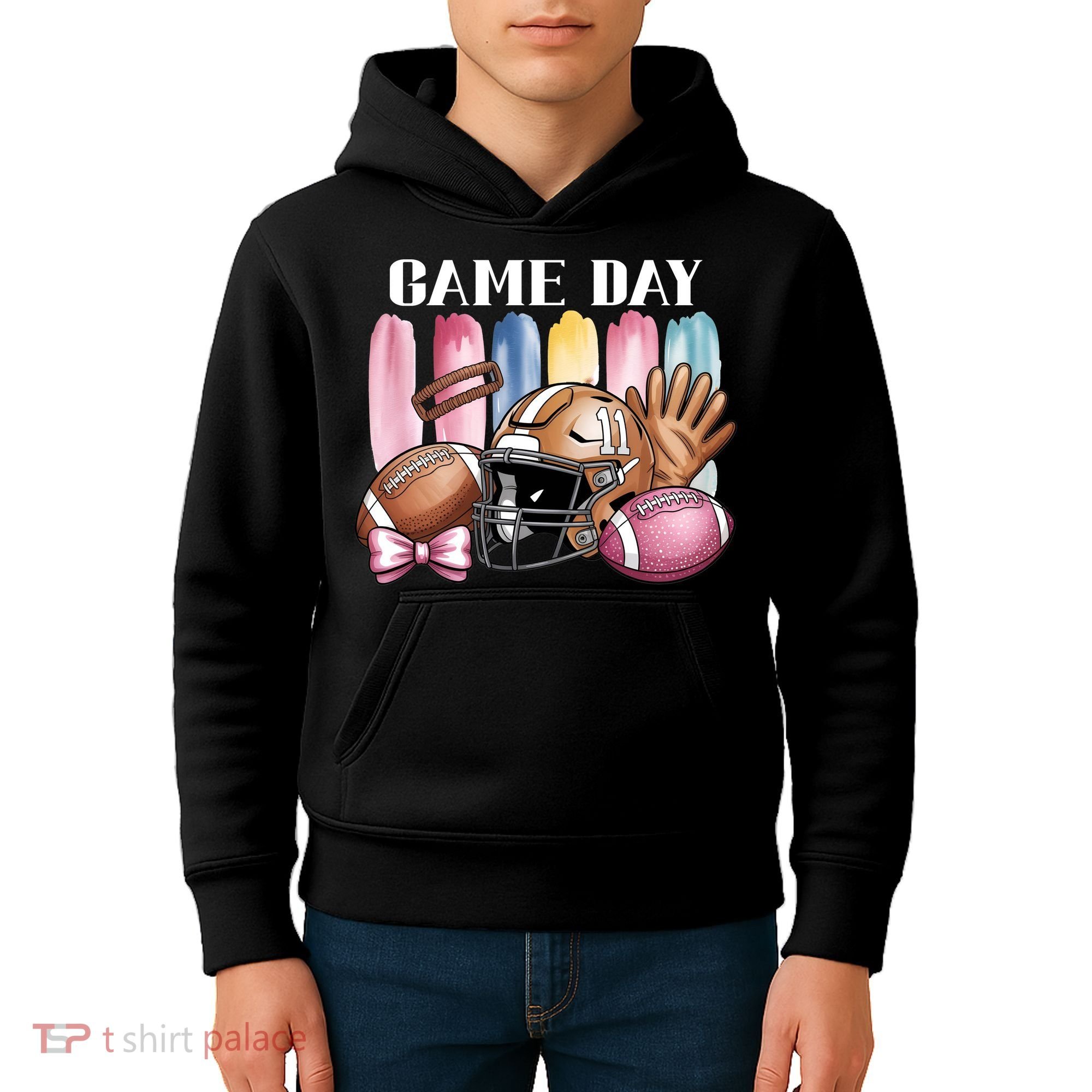 Game Day Football Fan Coquette Cute Kids Hoodie