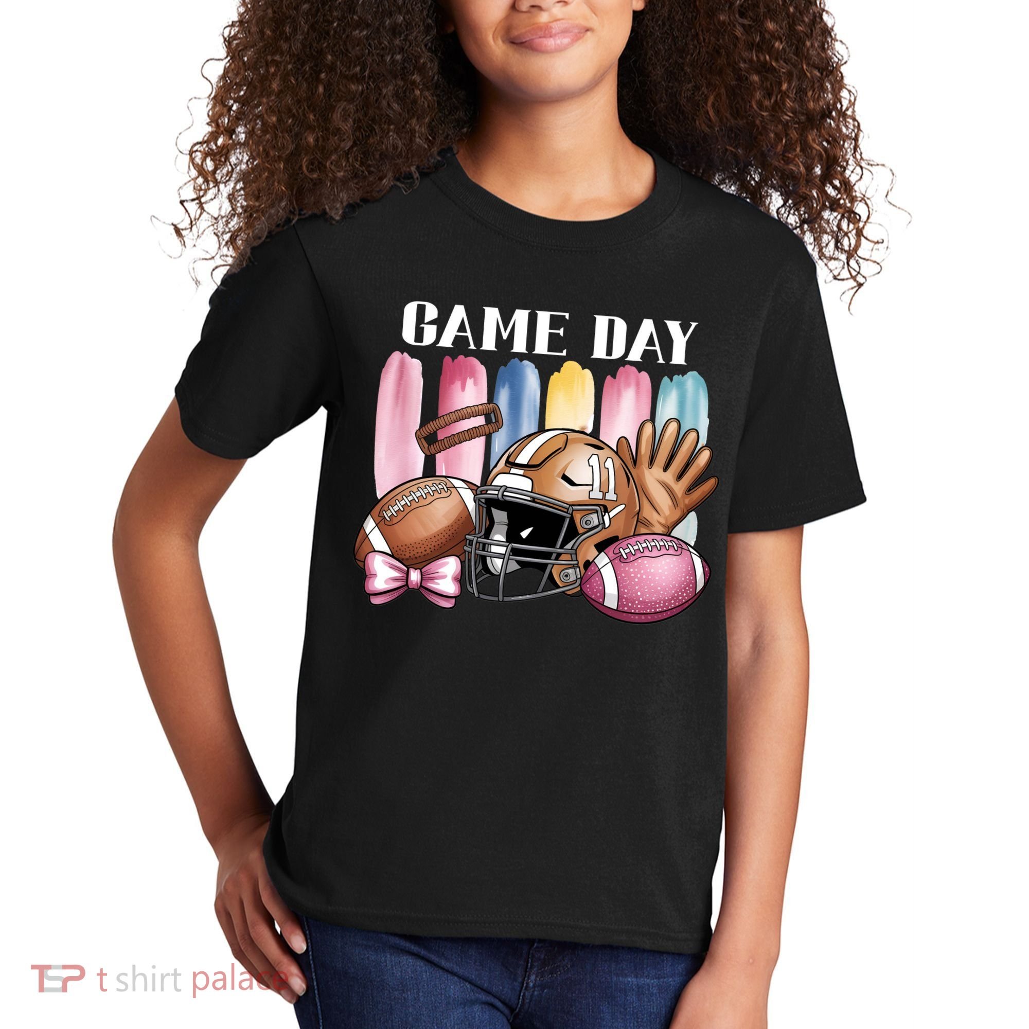 Game Day Football Fan Coquette Cute Kids T-Shirt