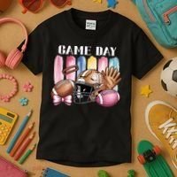 Game Day Football Fan Coquette Cute Kids T-Shirt thumb 3