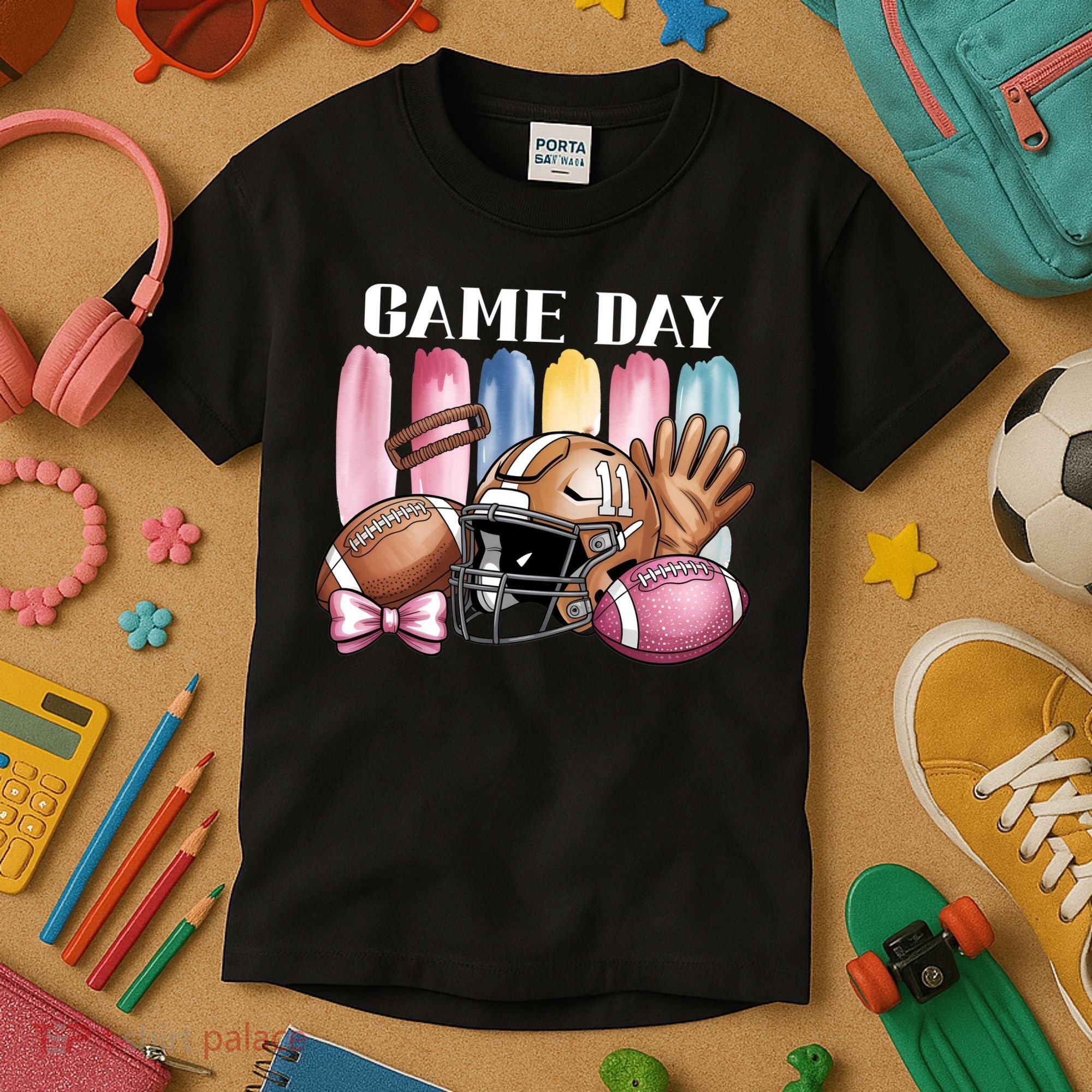 Game Day Football Fan Coquette Cute Kids T-Shirt