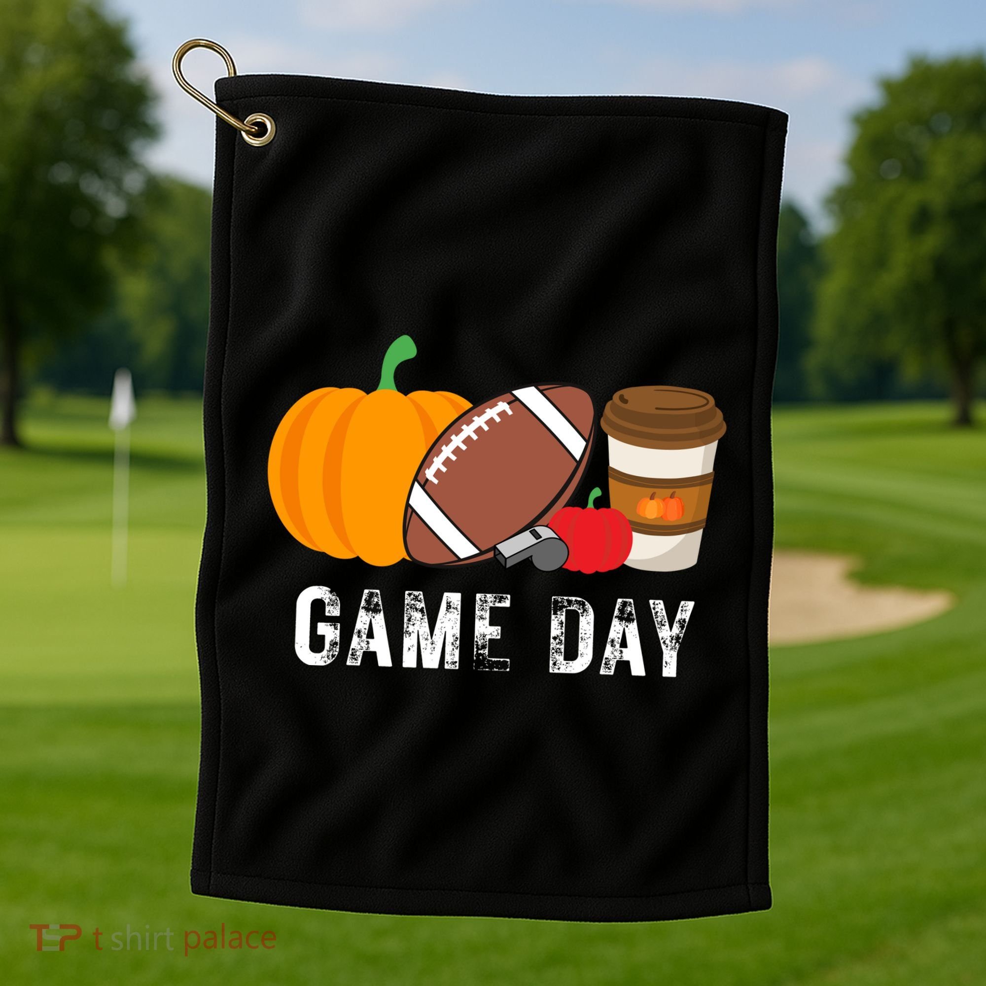 Game Day Football Pumpkin Fall Golf Towel