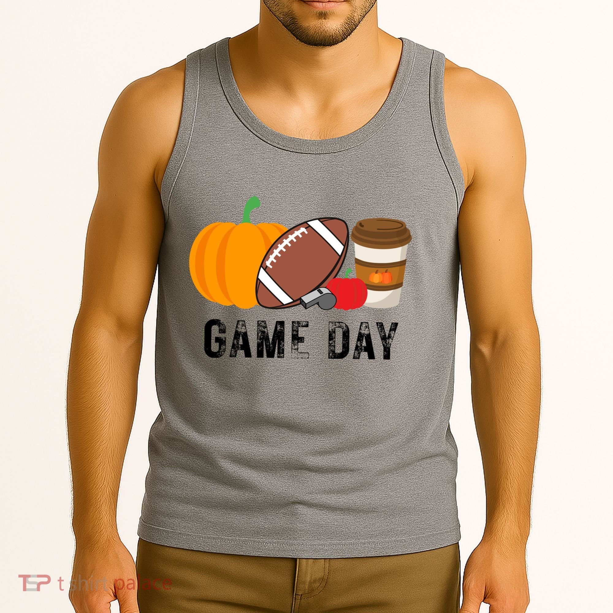 Game Day Football Pumpkin Fall Tank Top