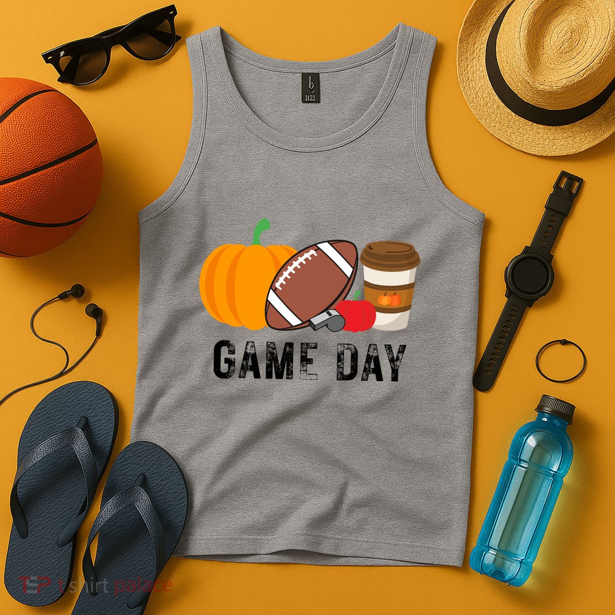 Game Day Football Pumpkin Fall Tank Top