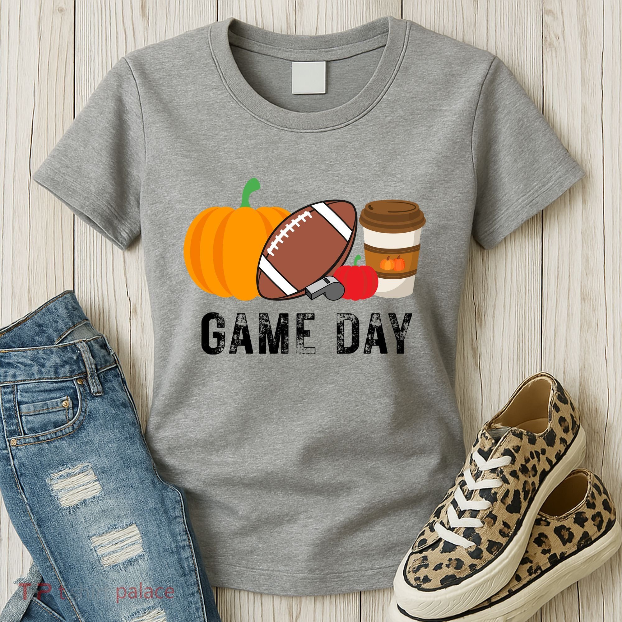 Game Day Football Pumpkin Fall Women's T-Shirt