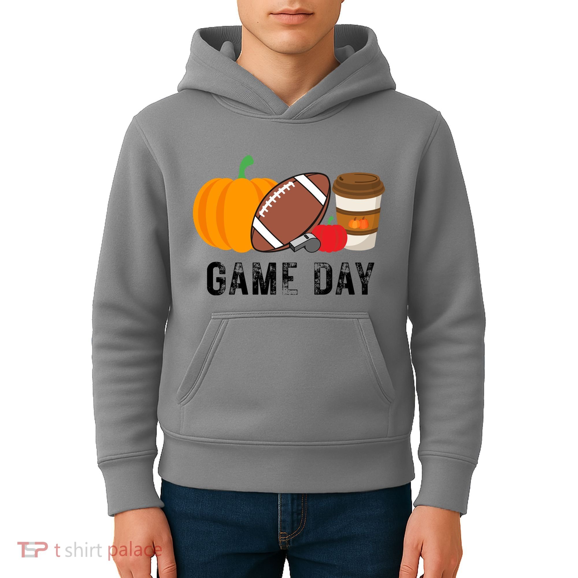 Game Day Football Pumpkin Fall Kids Hoodie
